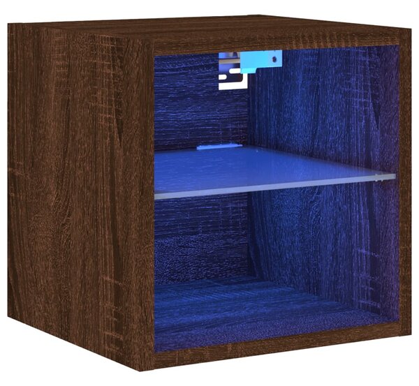 Barna tölgy színű fali TV-szekrény LED-ekkel 30 x 28,5 x 30 cm