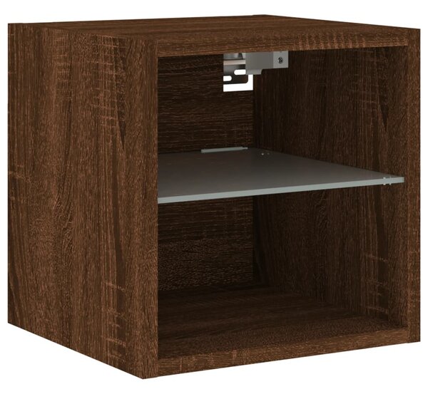 Barna tölgy színű fali TV-szekrény LED-ekkel 30 x 28,5 x 30 cm
