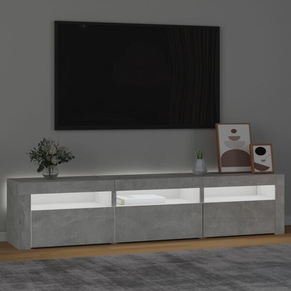 Betonszürke TV-szekrény LED lámpákkal 180x35x40 cm
