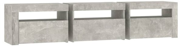 Betonszürke TV-szekrény LED lámpákkal 180x35x40 cm