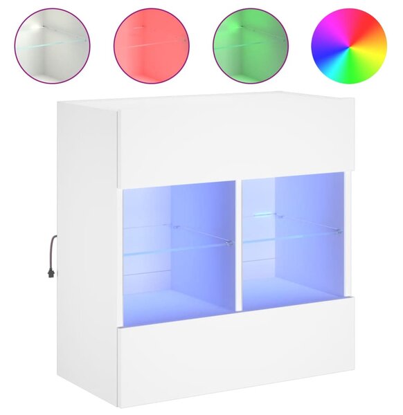 Fehér falra szerelhető TV-szekrény LED-lámpákkal 58,5x30x60,5cm