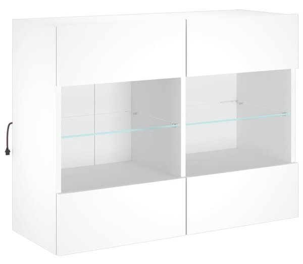 Fehér falra szerelhető TV-szekrény LED-lámpákkal 78,5x30x60,5cm