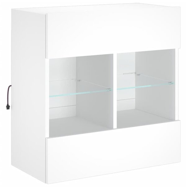 Fehér falra szerelhető TV-szekrény LED-lámpákkal 58,5x30x60,5cm
