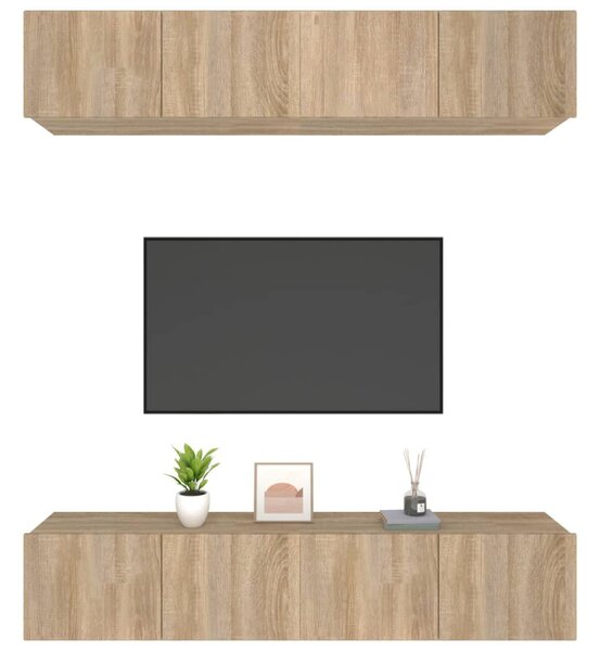 4 db sonoma-tölgy színű szerelt fa TV-szekrény 80 x 30 x 30 cm