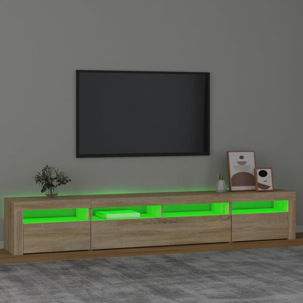 Sonoma tölgy színű TV-szekrény LED-lámpákkal 240x35x40 cm