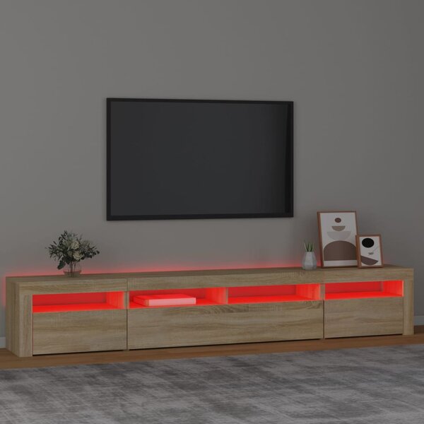 Sonoma tölgy színű TV-szekrény LED-lámpákkal 240x35x40 cm
