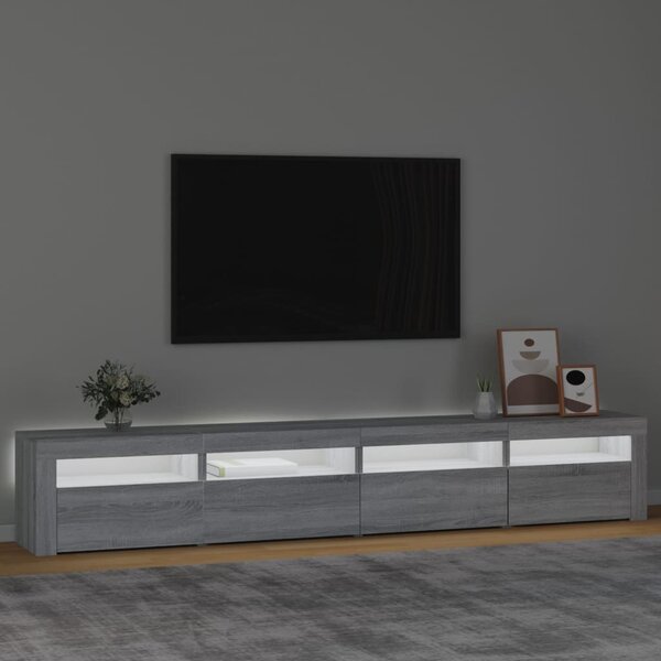 Szürke sonoma színű TV-szekrény LED-lámpákkal 240x35x40 cm