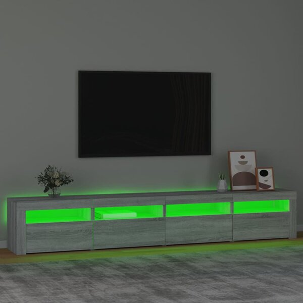 Szürke sonoma színű TV-szekrény LED-lámpákkal 240x35x40 cm