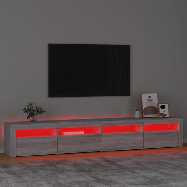 Szürke sonoma színű TV-szekrény LED-lámpákkal 240x35x40 cm