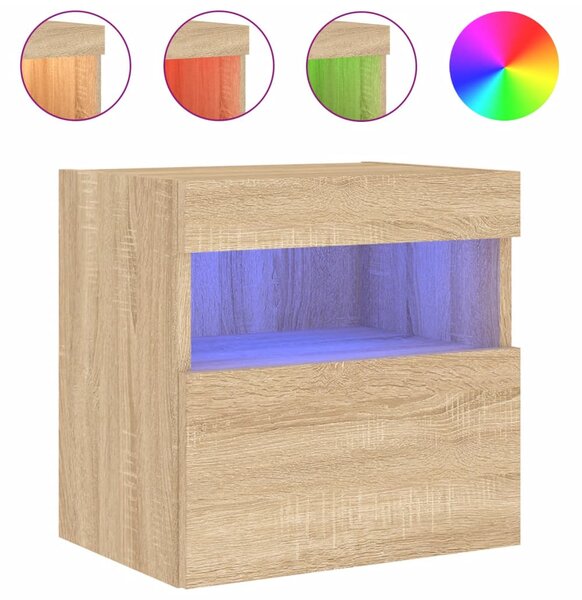 2 db sonoma tölgy színű fali TV-szekrény LED-del 40x30x40 cm