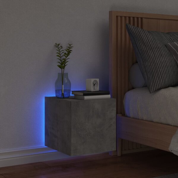 Betonszürke falra szerelhető TV-szekrény LED-del 30,5x35x30 cm
