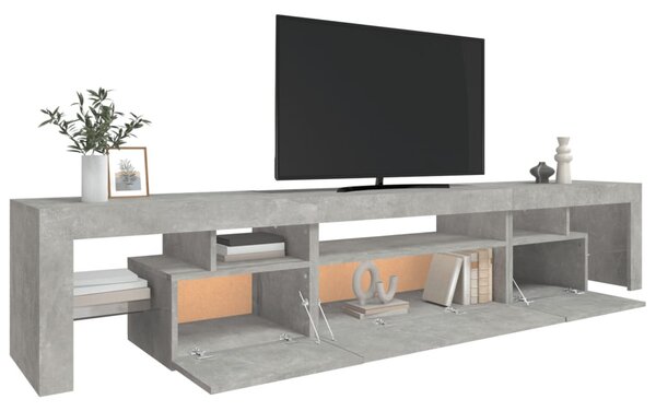 Betonszürke TV-szekrény LED lámpákkal 215x36,5x40 cm