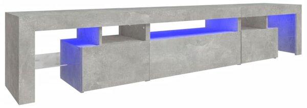 Betonszürke TV-szekrény LED lámpákkal 215x36,5x40 cm