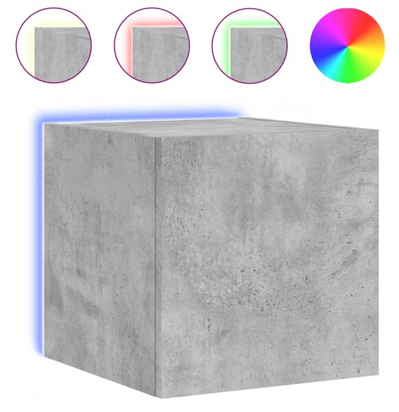 Betonszürke falra szerelhető TV-szekrény LED-del 30,5x35x30 cm