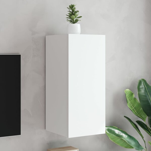 Fehér falra szerelhető TV-szekrény LED-lámpákkal 30,5x35x70 cm