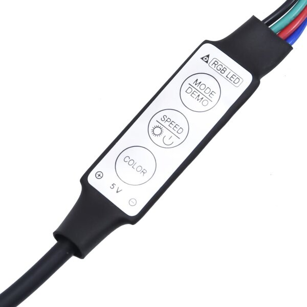 VidaXL fekete szerelt fa LED-es fejtámla 200 x 18,5 x 103,5 cm