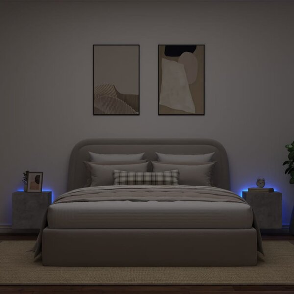 2 db betonszürke fali TV-szekrény LED-del 40,5x35x40 cm