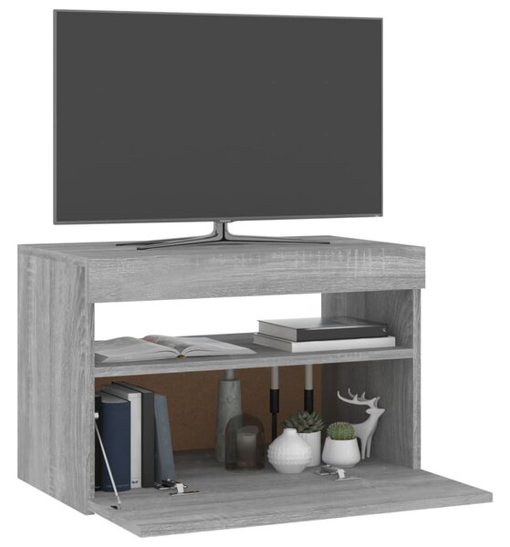 Szürke sonoma színű TV-szekrény LED-ekkel 60 x 35 x 40 cm
