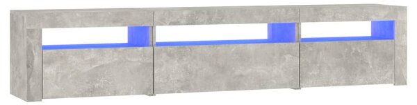 Betonszürke TV-szekrény LED lámpákkal 195x35x40 cm