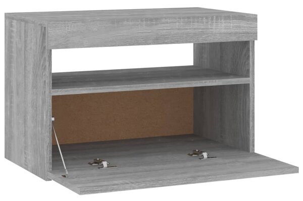 Szürke sonoma színű TV-szekrény LED-ekkel 60 x 35 x 40 cm