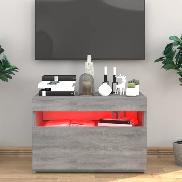 Szürke sonoma színű TV-szekrény LED-ekkel 60 x 35 x 40 cm