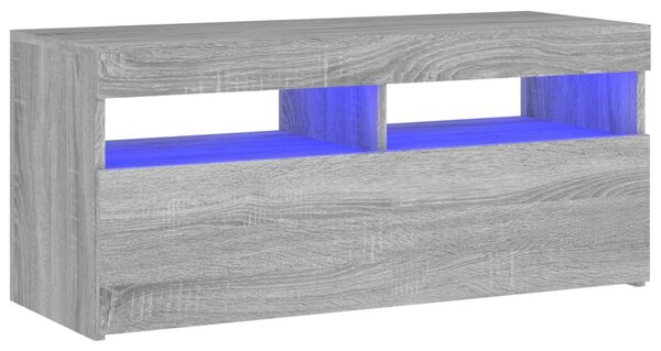 Szürke sonoma színű TV-szekrény LED-világítással 90x35x40 cm