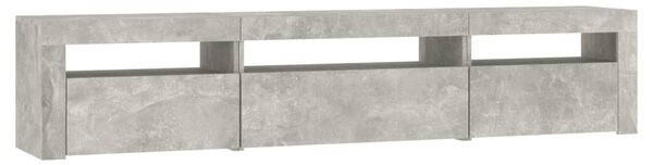 Betonszürke TV-szekrény LED lámpákkal 195x35x40 cm