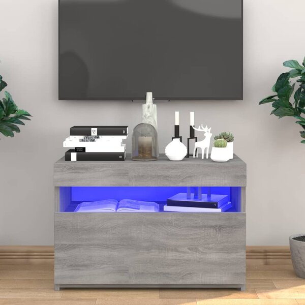 Szürke sonoma színű TV-szekrény LED-ekkel 60 x 35 x 40 cm