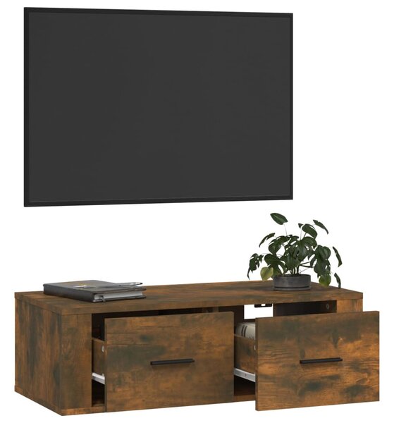 Füstös tölgy színű szerelt fa függő TV-szekrény 80 x 36 x 25 cm