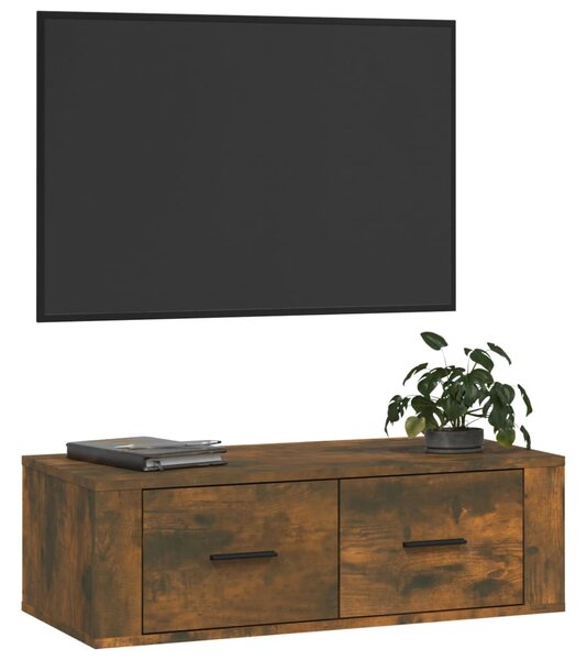 Füstös tölgy színű szerelt fa függő TV-szekrény 80 x 36 x 25 cm