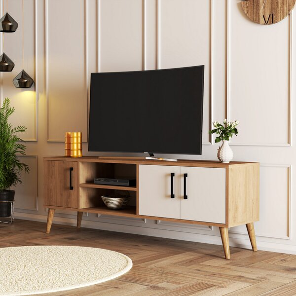 TV asztal/szekrény Essex 2 (tölgy + fehér)