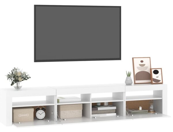 Fehér TV-szekrény LED-lámpákkal 210x35x40 cm