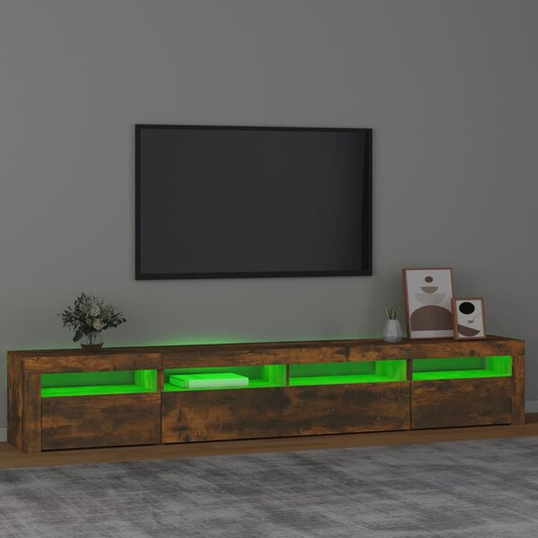 Füstös tölgy színű TV-szekrény LED-lámpákkal 240x35x40 cm