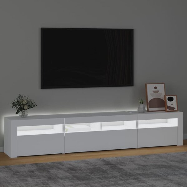 Fehér TV-szekrény LED-lámpákkal 210x35x40 cm