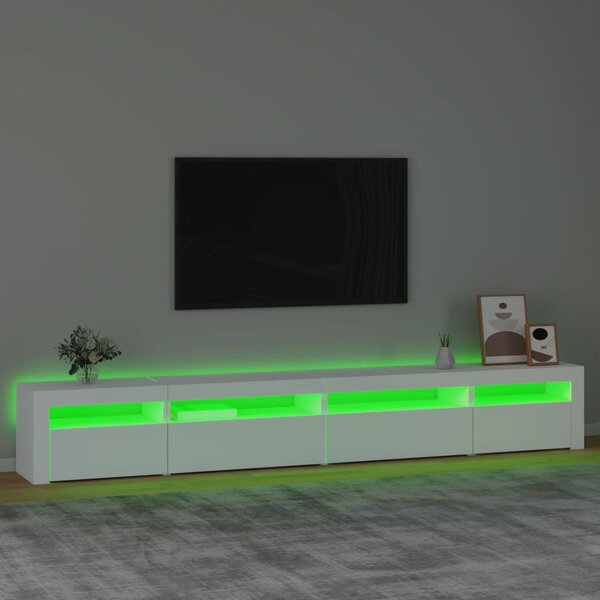 Fehér TV-szekrény LED-lámpákkal 270x35x40 cm