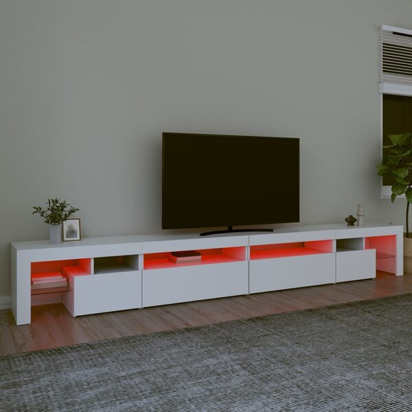 Fehér TV-szekrény LED-lámpákkal 290x36,5x40 cm