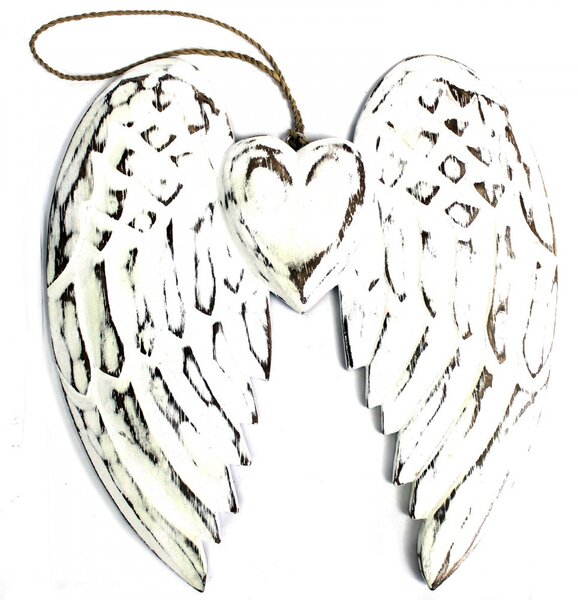 Kettős angyal szárny szívvel, 24cm