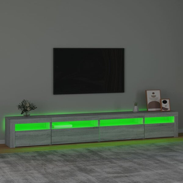 Szürke sonoma színű TV-szekrény LED-lámpákkal 270x35x40 cm