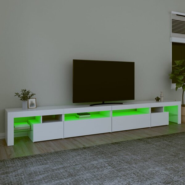 Fehér TV-szekrény LED-lámpákkal 290x36,5x40 cm