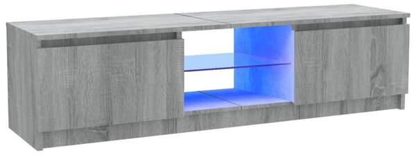 Szürke sonoma színű TV-szekrény LED lámpákkal 120 x 30 x 36cm