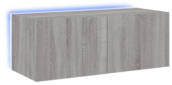 Szürke sonoma színű fali TV-szekrény LED-del 80x35x31 cm