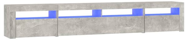 Betonszürke TV-szekrény LED-lámpákkal 240x35x40 cm