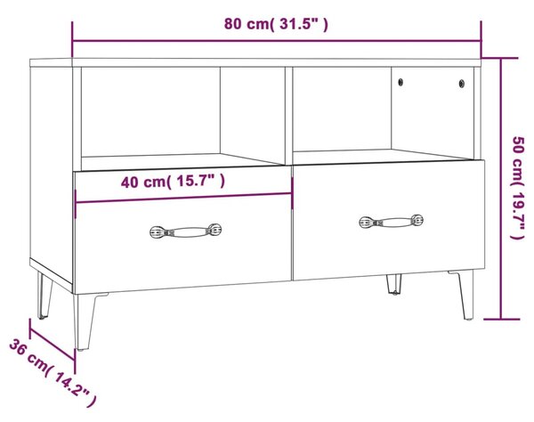 Fehér magasfényű szerelt fa TV-szekrény 80x36x50 cm