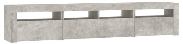Betonszürke TV-szekrény LED lámpákkal 210x35x40 cm
