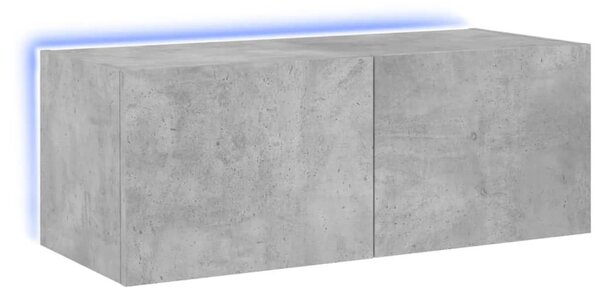 Betonszürke falra szerelhető TV-szekrény LED-del 80x35x31 cm