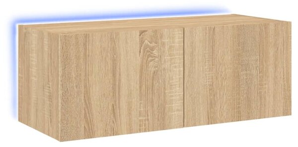 Sonoma tölgy színű fali TV-szekrény LED-ekkel 80x35x31 cm