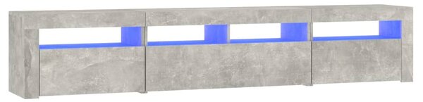 Betonszürke TV-szekrény LED lámpákkal 210x35x40 cm