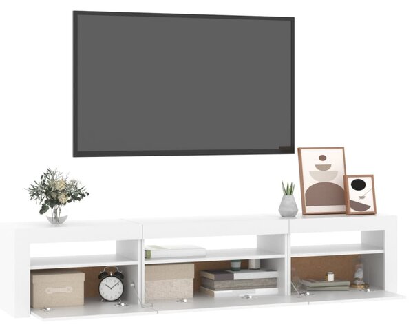 Fehér TV-szekrény LED-lámpákkal 195x35x40 cm