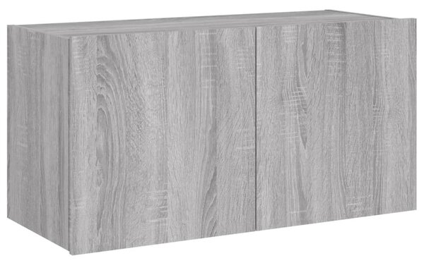 Szürke sonoma színű fali TV-szekrény LED-del 80x35x41 cm