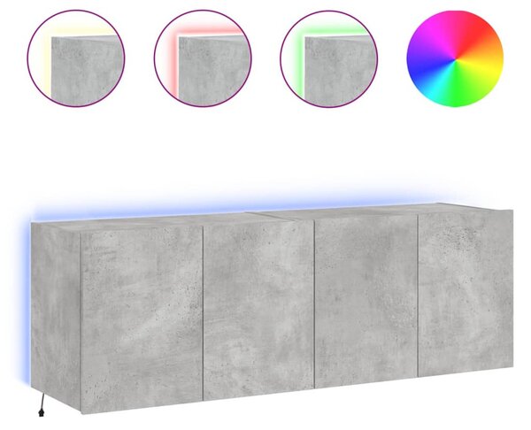2 db betonszürke fali TV-szekrény LED-del 60x35x41 cm